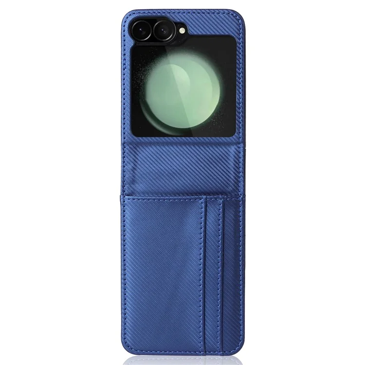 For Samsung Galaxy Z Flip6 5G PU Leather+PC Phone Case Card Holder Mobile Phone Cover - Blue