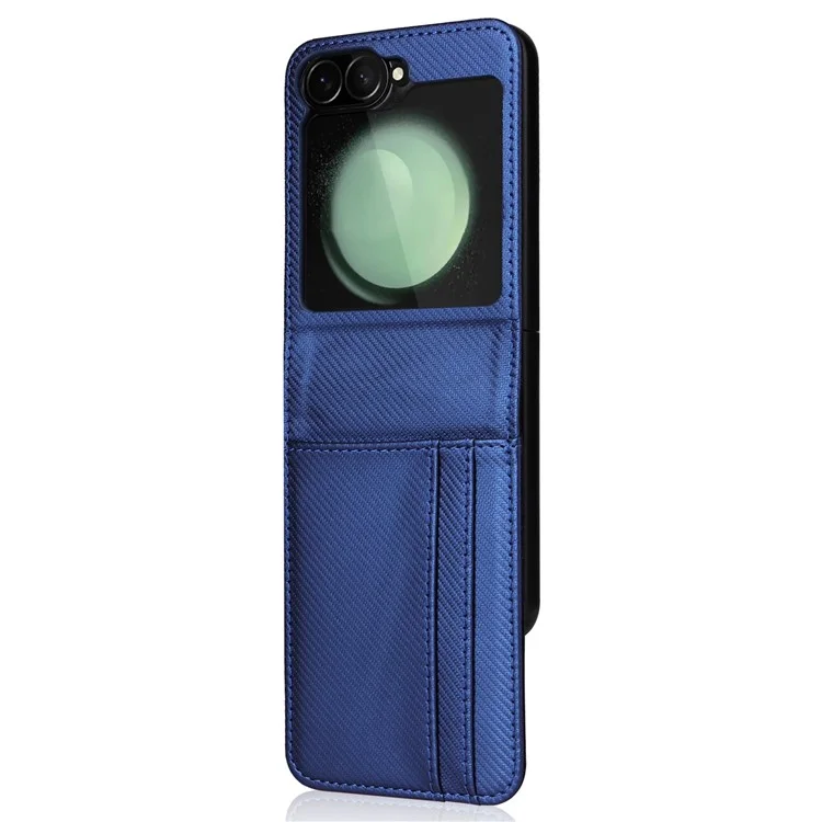 For Samsung Galaxy Z Flip6 5G PU Leather+PC Phone Case Card Holder Mobile Phone Cover - Blue