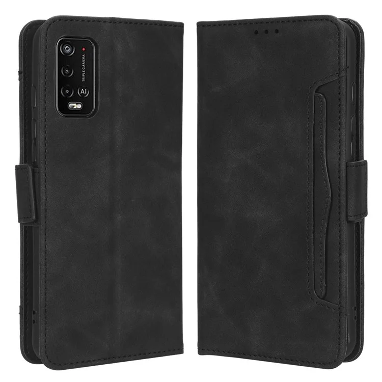 For Wiko Power U10 / Power U20 PU Leather Folio Wallet Cover Magnetic Closure Multiple Card Slots Stand Flip Cover - Black