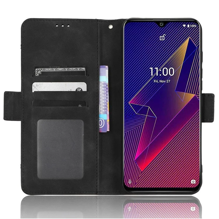 For Wiko Power U10 / Power U20 PU Leather Folio Wallet Cover Magnetic Closure Multiple Card Slots Stand Flip Cover - Black