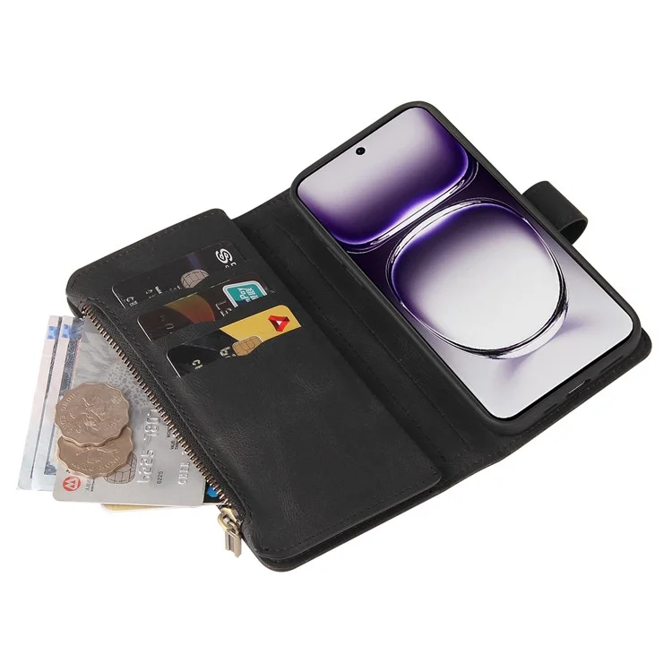 KT Multi-Functional Series-2 Per Oppo Reno12 5G (Globale) Custodia Porta Carte Portafoglio Custodia in Pelle per Telefono - Nero