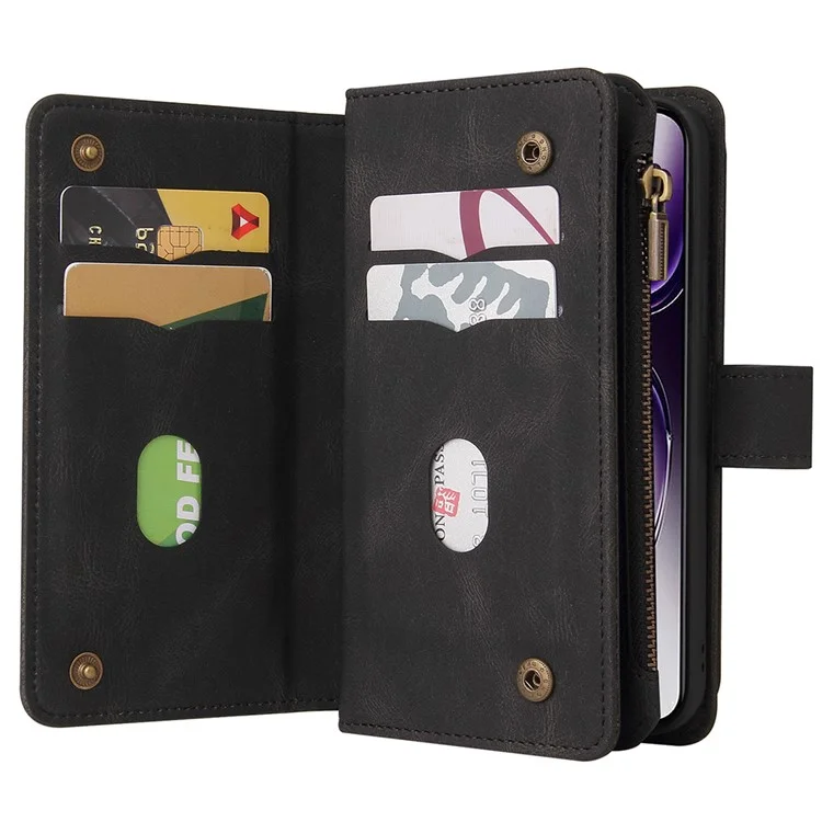 KT Multi-Functional Series-2 Per Oppo Reno12 5G (Globale) Custodia Porta Carte Portafoglio Custodia in Pelle per Telefono - Nero