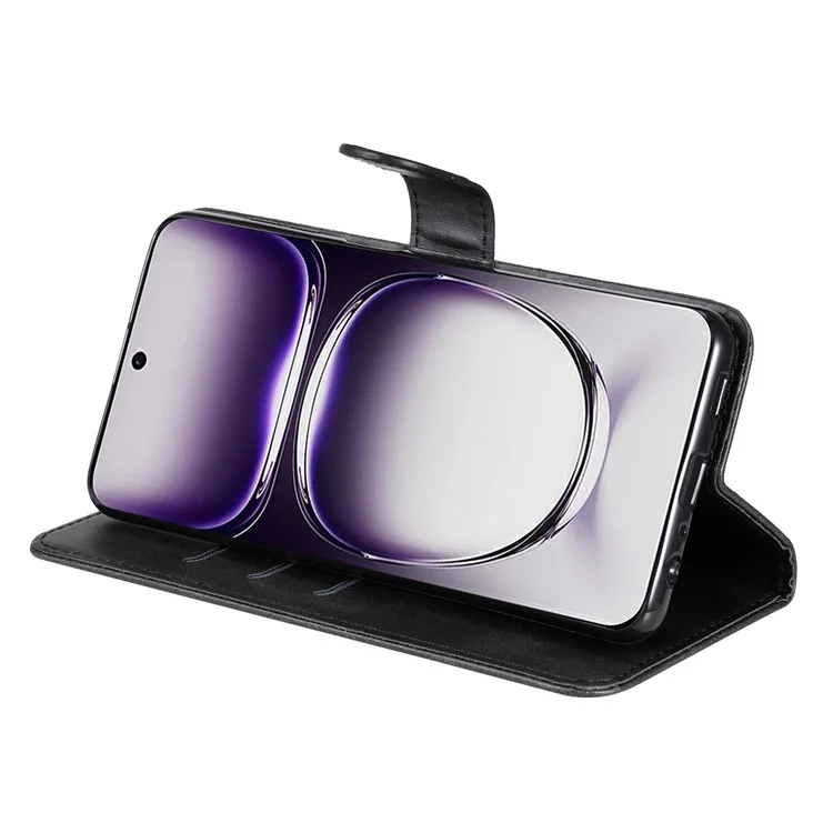 Для Oppo Reno12 5G (Global) Чехол с карманом на молнии Кожаный чехол-подставка - Черный