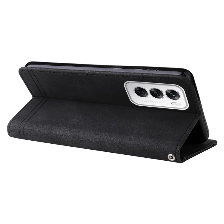 For Oppo Reno12 5G (Global) Leather Wallet Cases Skin Touch Phone Cover Stand with Strap - Black