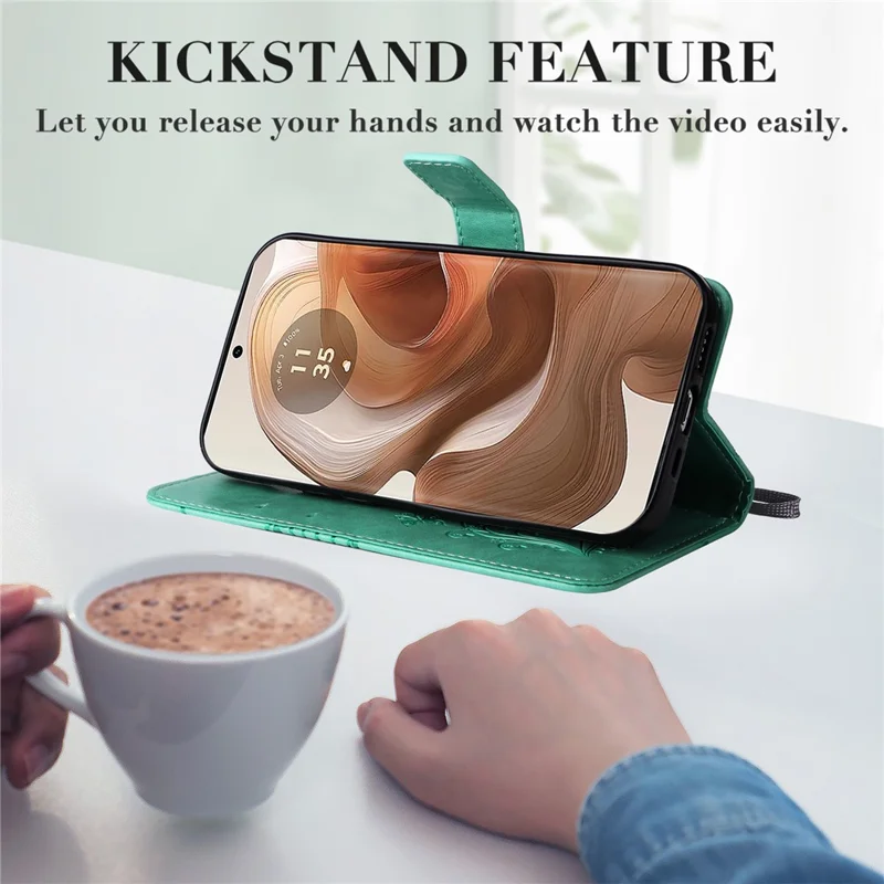 For Motorola Moto X50 Ultra 5G / Edge 50 Ultra 5G Wallet Case Floral Butterfly Imprinted Leather Phone Cover Stand - Green