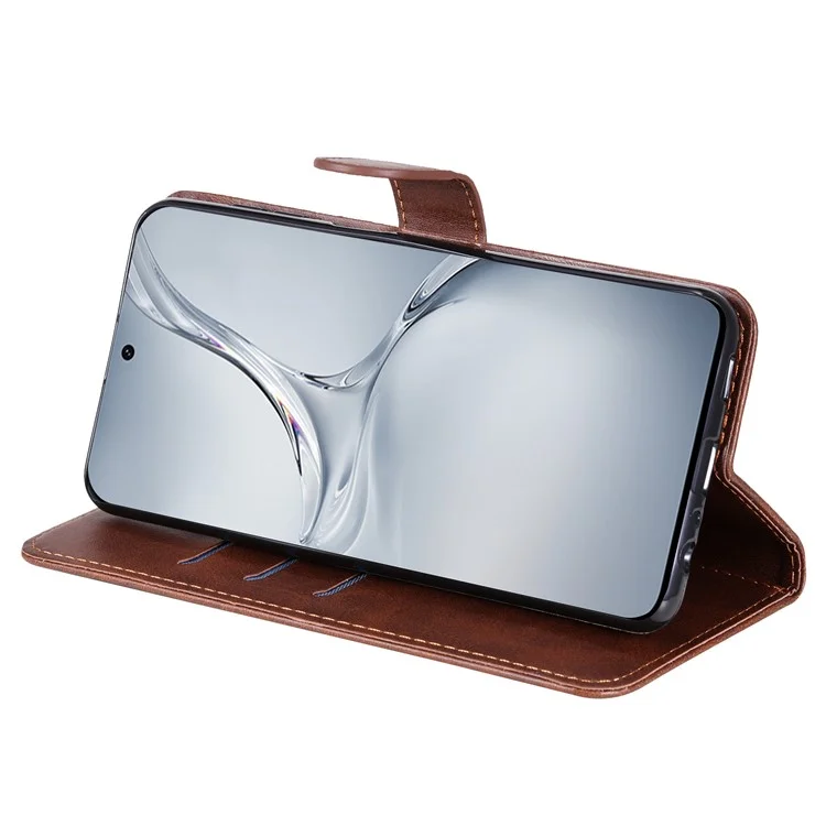 For OnePlus Nord CE4 Lite 5G / Oppo K12x 5G (China) (China) Case Zipper Pocket PU Leather Phone Cover - Brown