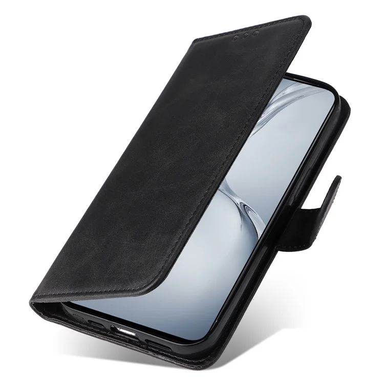For OnePlus Nord CE4 Lite 5G / Oppo K12x 5G (China) Case Calf Texture Leather Phone Cover - Black