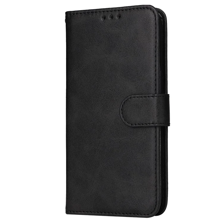 For OnePlus Nord CE4 Lite 5G / Oppo K12x 5G (China) Case Calf Texture Leather Phone Cover - Black