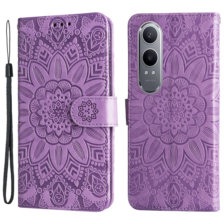 For OnePlus Nord CE4 Lite 5G / Oppo K12x 5G (China) Case Sunflower Pattern Leather Phone Cover - Purple