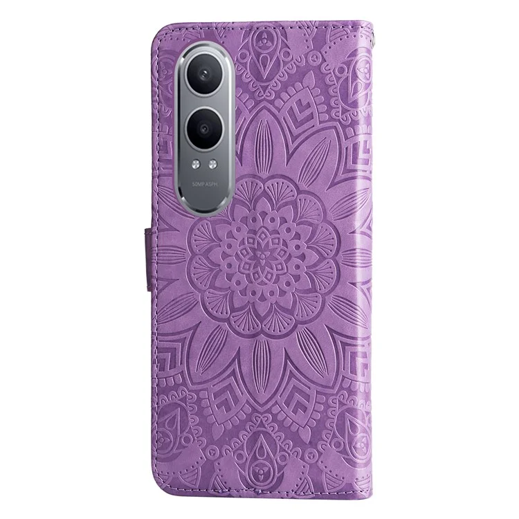 For OnePlus Nord CE4 Lite 5G / Oppo K12x 5G (China) Case Sunflower Pattern Leather Phone Cover - Purple