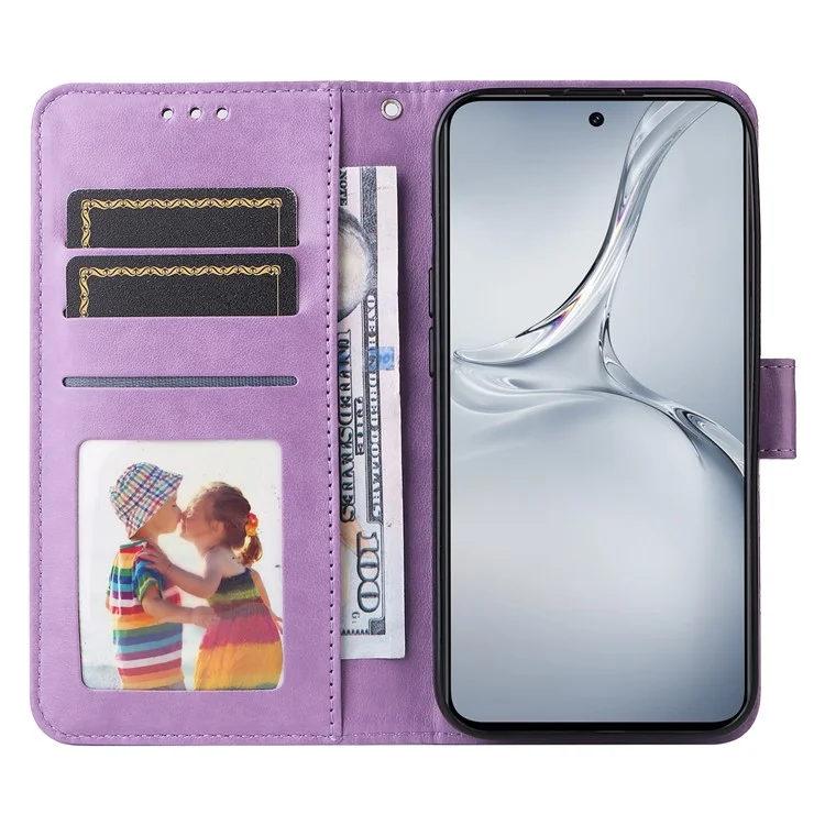 For OnePlus Nord CE4 Lite 5G / Oppo K12x 5G (China) Case Sunflower Pattern Leather Phone Cover - Purple