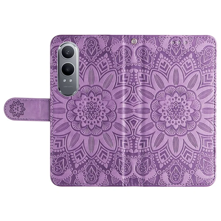 For OnePlus Nord CE4 Lite 5G / Oppo K12x 5G (China) Case Sunflower Pattern Leather Phone Cover - Purple