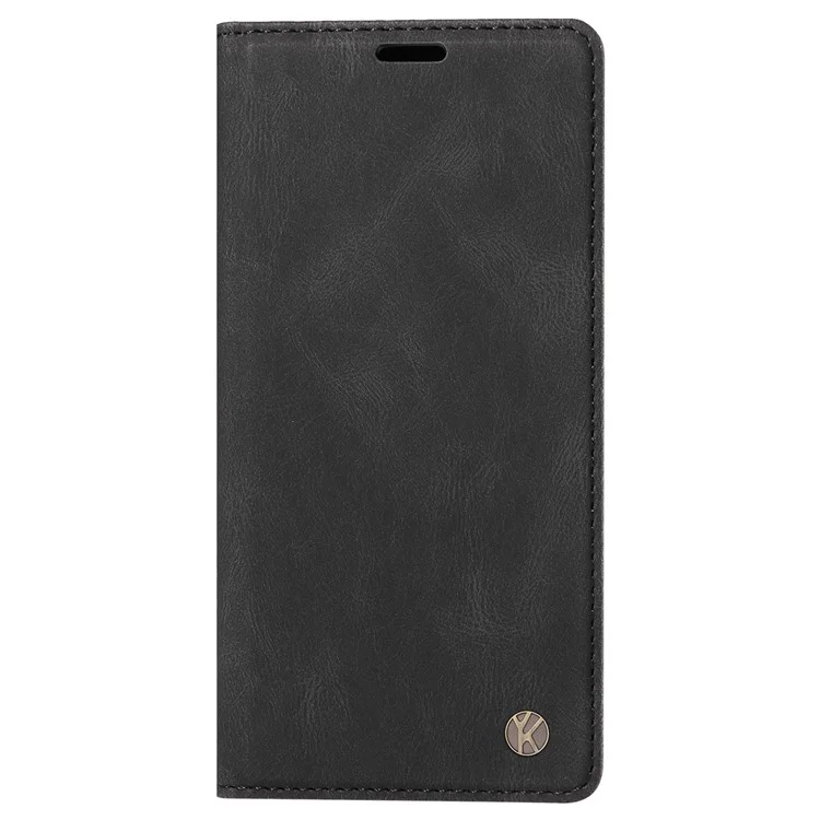 YIKATU YK-004 For Motorola Edge 50 Fusion 5G Leather Case Wallet Phone Cover Skin-Touch - Black