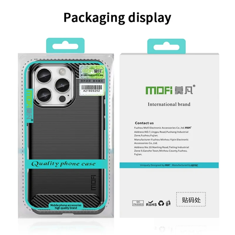 MOFI JK TPU Series-1 For iPhone 16 Pro Max Case Brushed TPU Phone Cover - Black