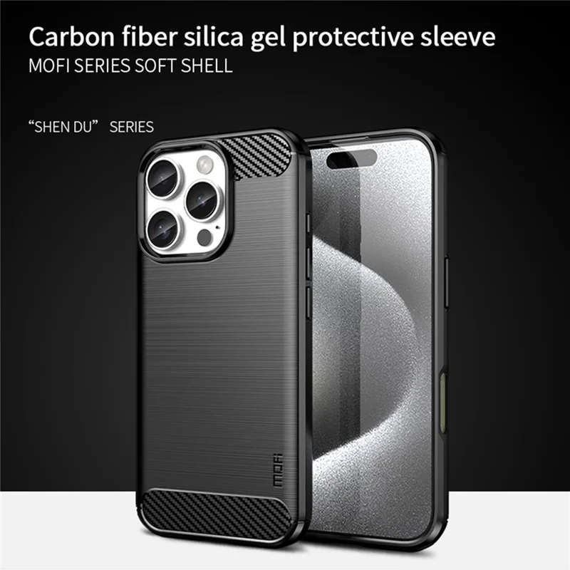 MOFI JK TPU Series-1 For iPhone 16 Pro Max Case Brushed TPU Phone Cover - Black