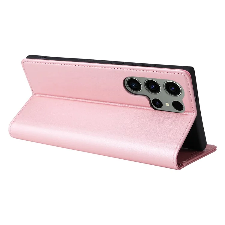 Para Samsung Galaxy S23 Ultra Case Leather RFID Blocking Wallet Phone Cover - Pink