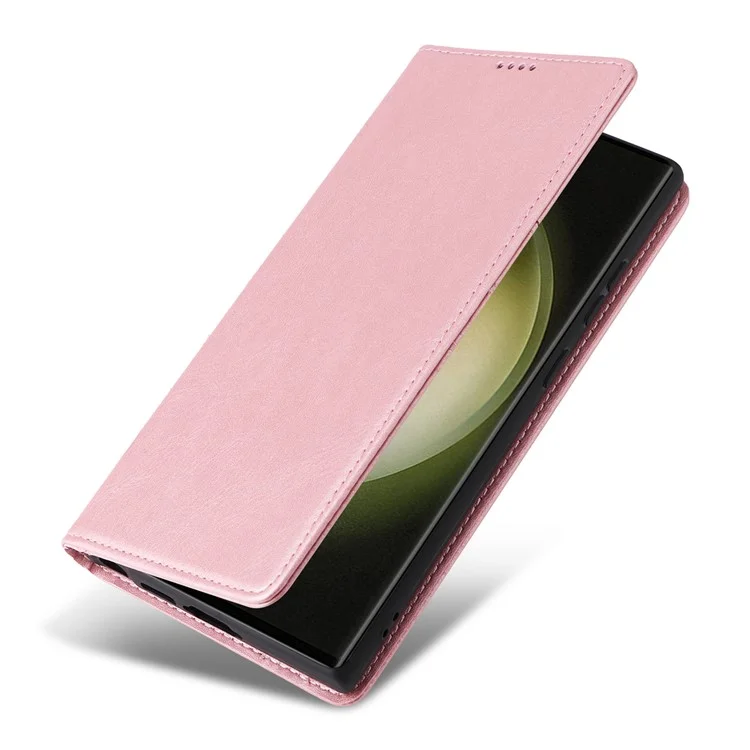 Para Samsung Galaxy S23 Ultra Case Leather RFID Blocking Wallet Phone Cover - Pink