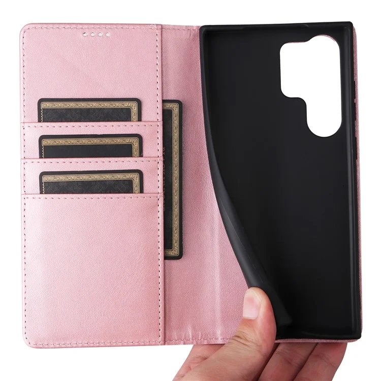Para Samsung Galaxy S23 Ultra Case Leather RFID Blocking Wallet Phone Cover - Pink