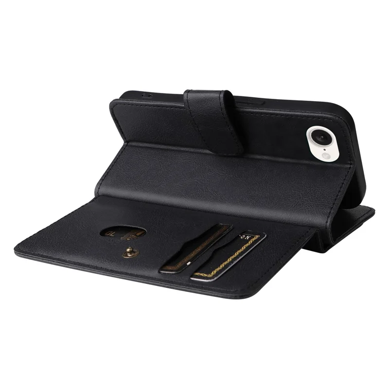 For iPhone 17e / 16e Leather Case with 10 Card Holder Phone Cover Stand - Black