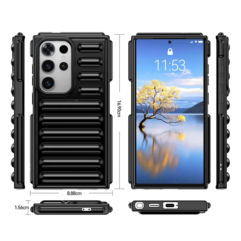 Капсульные серии для чехла Samsung Galaxy S23 Ultra Phone Case Anti-Collision TPU Cover - Черный