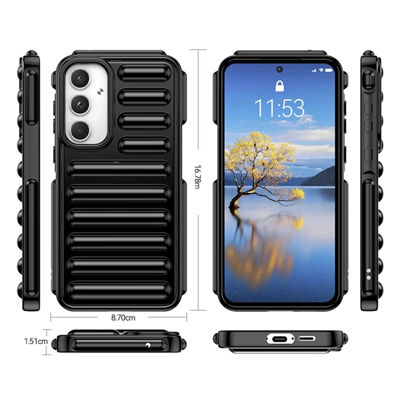 Capsule-serie voor Samsung Galaxy A55 5G TPU-telefoonhoesje met valbeveiliging - Zwart