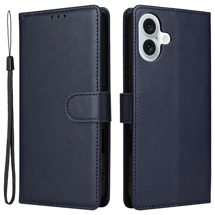 Für iPhone 16 Plus Wallet Case 3 Kartenfächer Slim-Fit PU-Leder Telefonhülle - Blau