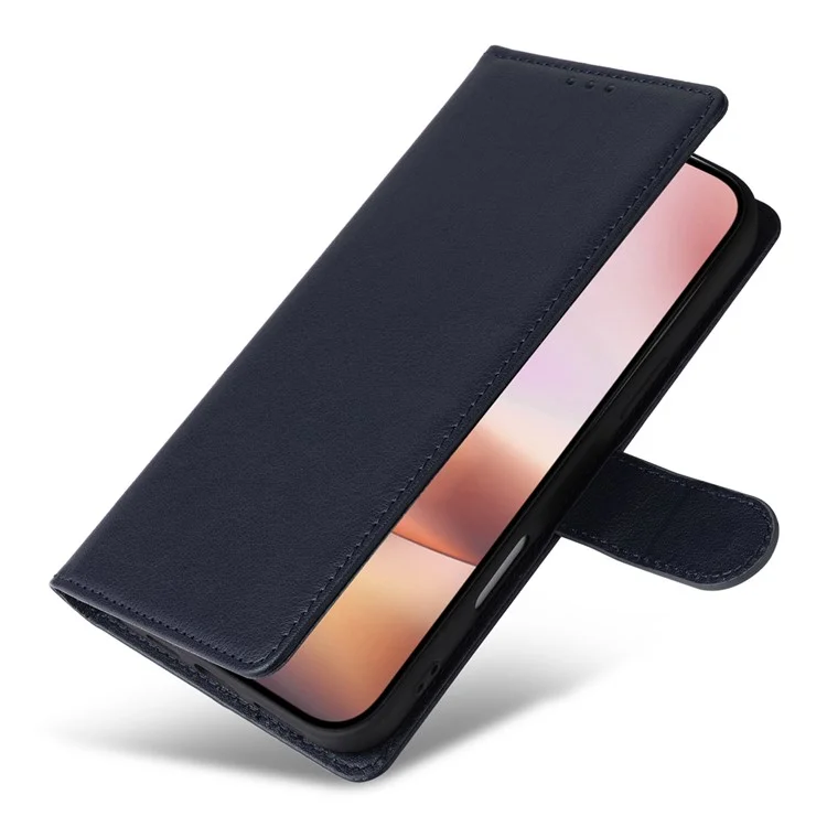 Für iPhone 16 Plus Wallet Case 3 Kartenfächer Slim-Fit PU-Leder Telefonhülle - Blau