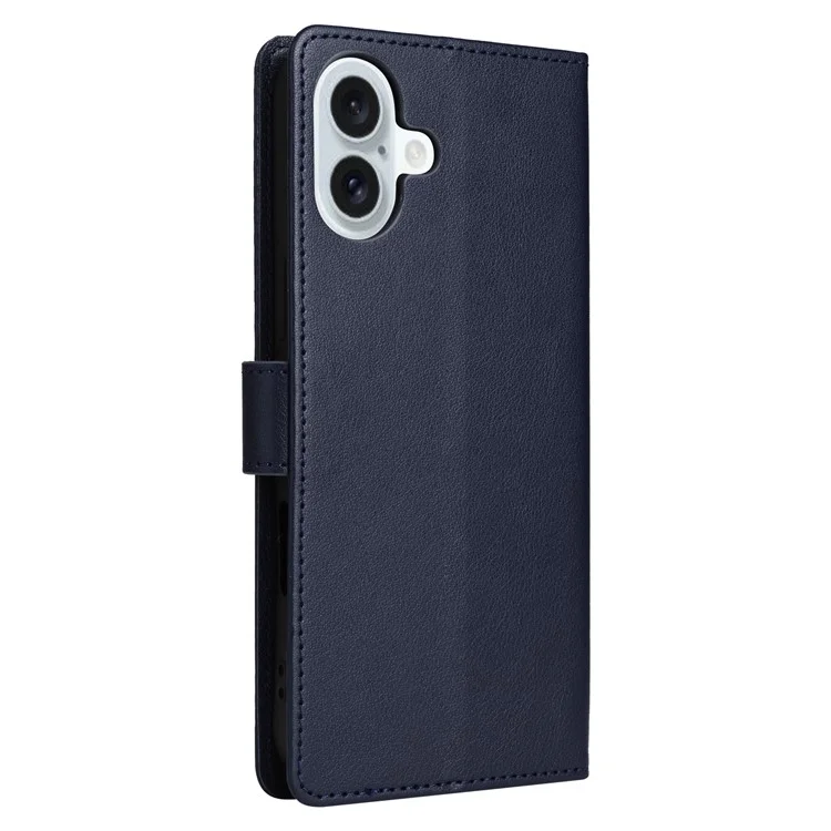 Für iPhone 16 Plus Wallet Case 3 Kartenfächer Slim-Fit PU-Leder Telefonhülle - Blau