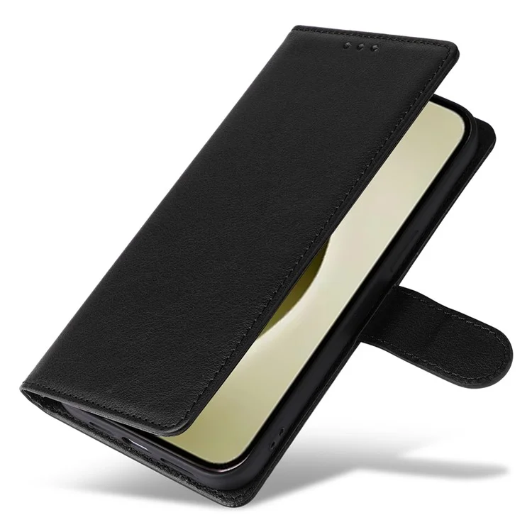 Für iPhone 16 Pro Wallet Case 3 Kartenschlitze Slim-Fit PU-Leder Stand-Handyhülle - Schwarz