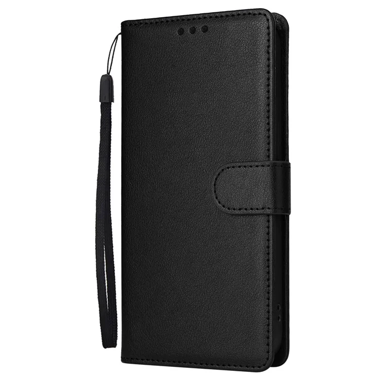 Für iPhone 16 Pro Wallet Case 3 Kartenschlitze Slim-Fit PU-Leder Stand-Handyhülle - Schwarz