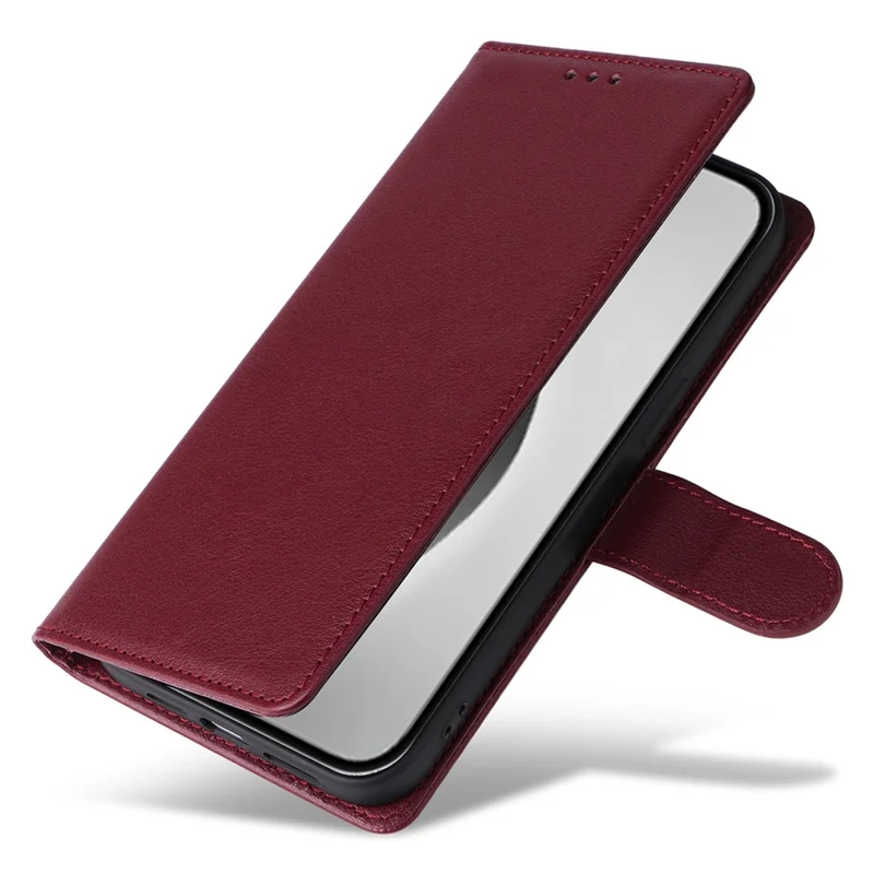 For iPhone 16 Pro Max Wallet Case 3 Card Slots Slim-Fit PU Leather Stand Phone Cover - Wine Red
