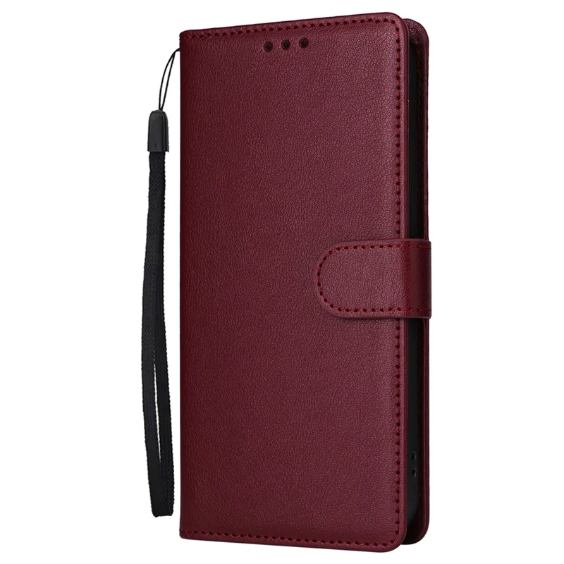 For iPhone 16 Pro Max Wallet Case 3 Card Slots Slim-Fit PU Leather Stand Phone Cover - Wine Red