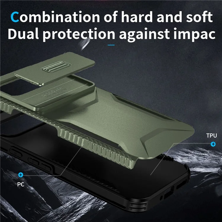 For Google Pixel 9 Pro XL Case TPU+PC Non-Slip Side Edge Phone Cover with Lens Lid - Green