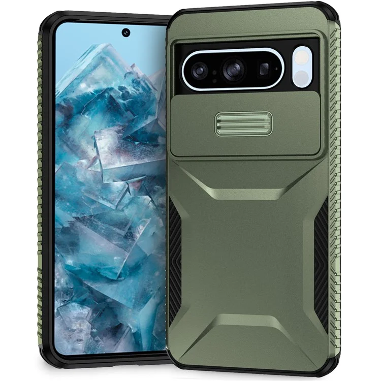 Custodia per Google Pixel 8 Pro in TPU+PC anti-scivolo con copertura per l'obiettivo - Verde