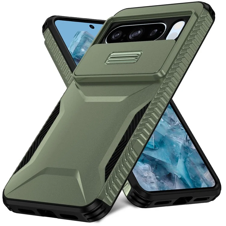 Custodia per Google Pixel 8 Pro in TPU+PC anti-scivolo con copertura per l'obiettivo - Verde