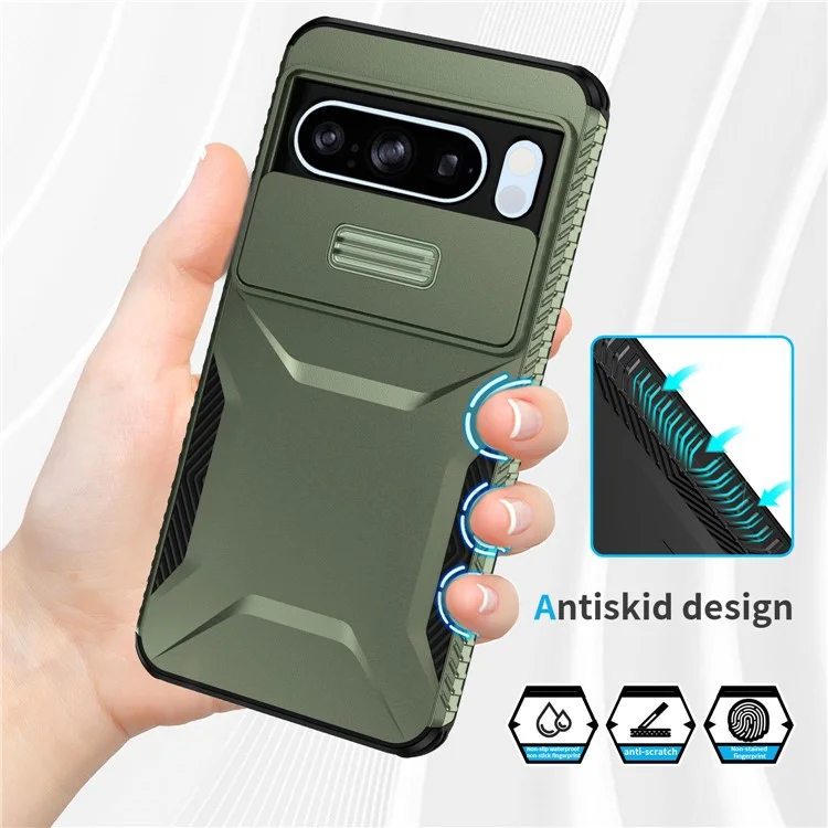 Custodia per Google Pixel 8 Pro in TPU+PC anti-scivolo con copertura per l'obiettivo - Verde