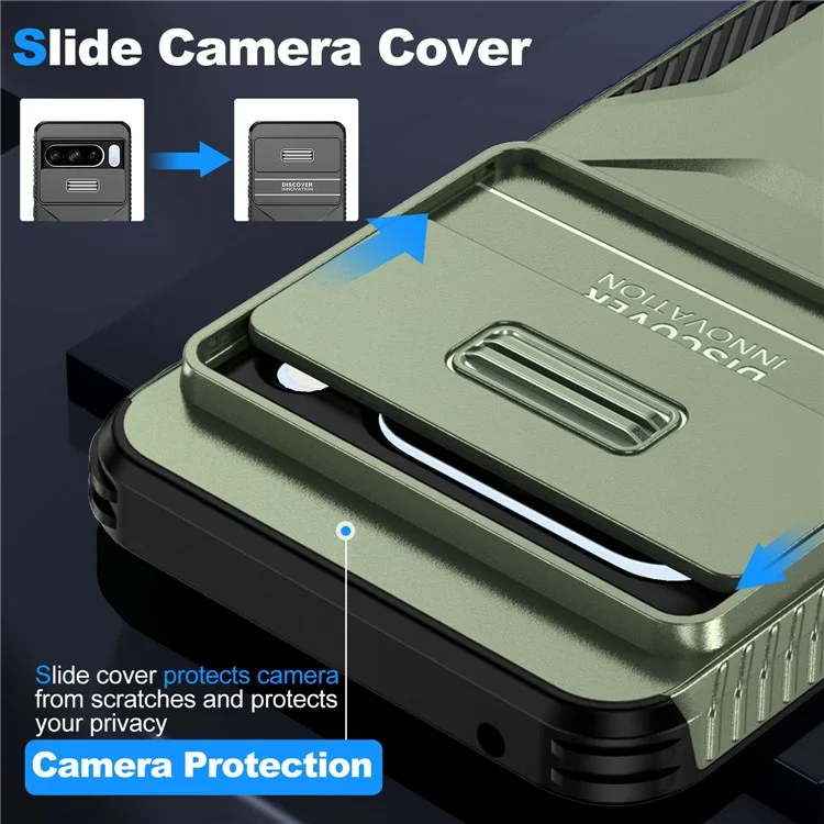 Custodia per Google Pixel 8 Pro in TPU+PC anti-scivolo con copertura per l'obiettivo - Verde