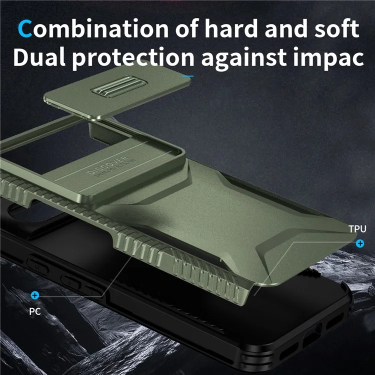 Custodia per Google Pixel 8 Pro in TPU+PC anti-scivolo con copertura per l'obiettivo - Verde