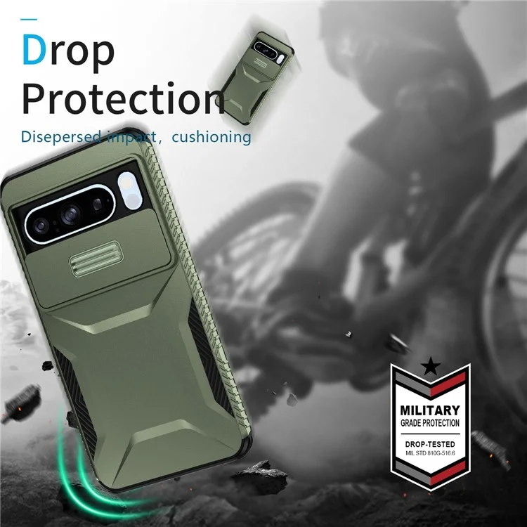 Custodia per Google Pixel 8 Pro in TPU+PC anti-scivolo con copertura per l'obiettivo - Verde