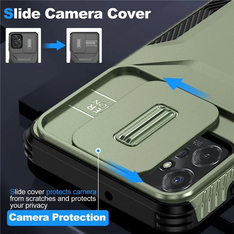 Pour Motorola Moto G Power 5G Étui TPU+PC Housse de Téléphone Glissière Protection Ultime - Vert