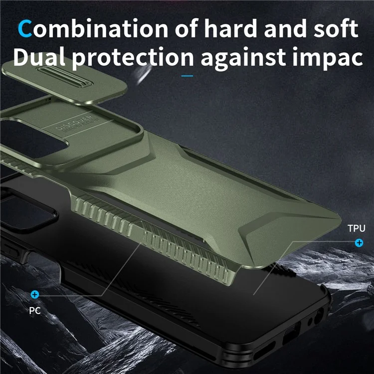 Pour Motorola Moto G Power 5G Étui TPU+PC Housse de Téléphone Glissière Protection Ultime - Vert