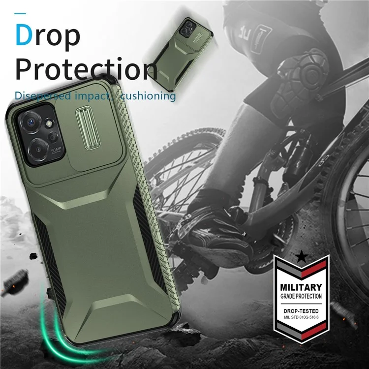 Pour Motorola Moto G Power 5G Étui TPU+PC Housse de Téléphone Glissière Protection Ultime - Vert