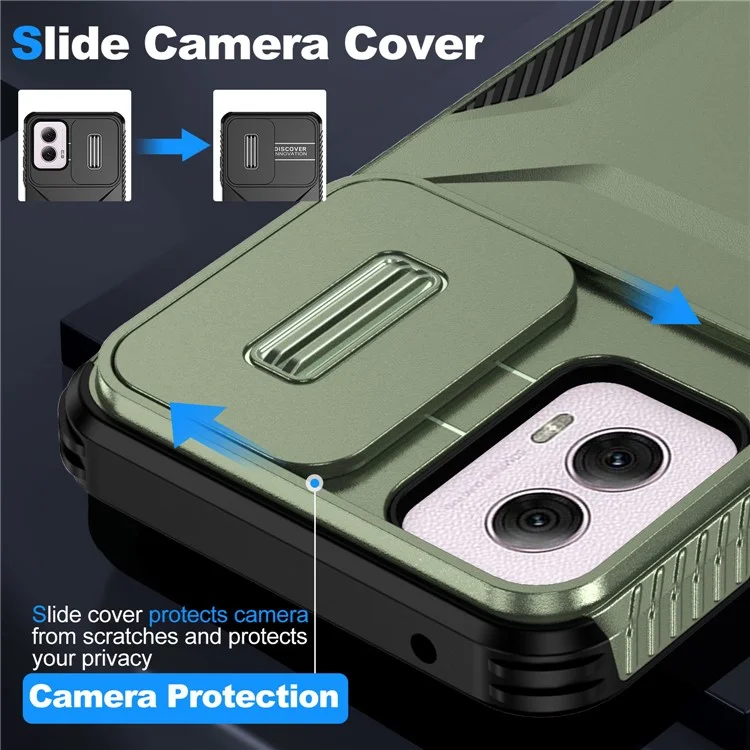 Für Motorola Moto G Power (2024) Case Slide Lens Window TPU+PC Phone Cover Anti-Fall Protection - Grün