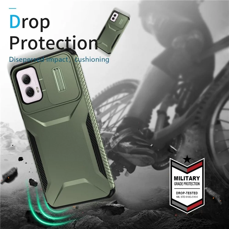 Für Motorola Moto G Power (2024) Case Slide Lens Window TPU+PC Phone Cover Anti-Fall Protection - Grün
