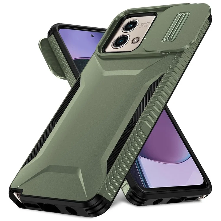 For Motorola Moto G Stylus 5G (2023) Case with Slide Camera Cover TPU+PC Phone Back Shell - Green