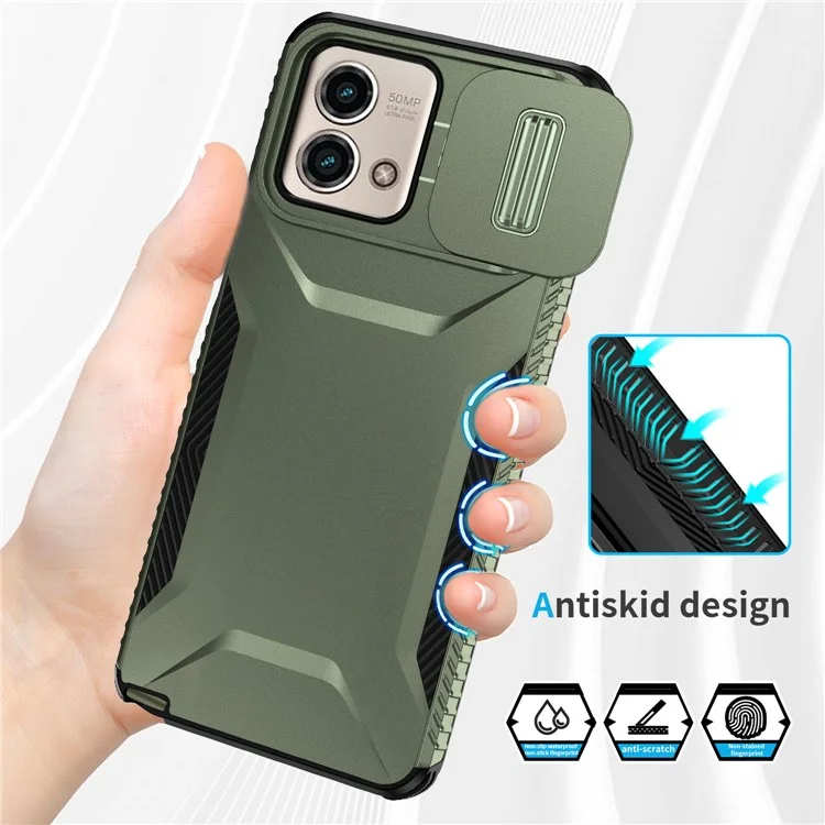 For Motorola Moto G Stylus 5G (2023) Case with Slide Camera Cover TPU+PC Phone Back Shell - Green