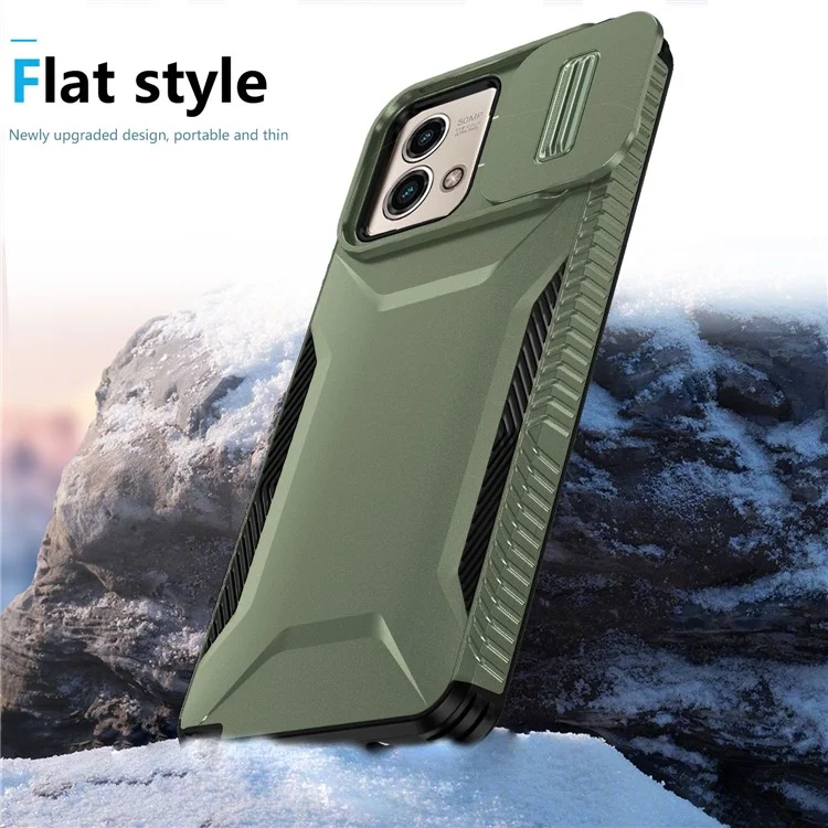 For Motorola Moto G Stylus 5G (2023) Case with Slide Camera Cover TPU+PC Phone Back Shell - Green