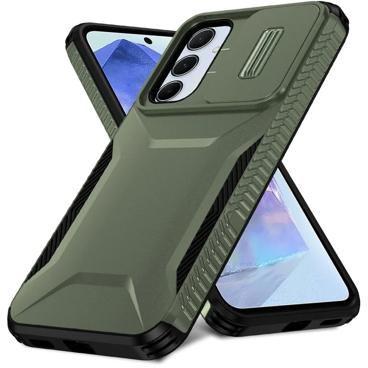 Für Samsung Galaxy A55 5G Hülle Schiebeobjektiv Cover Design TPU+PC Handyhülle - Grün