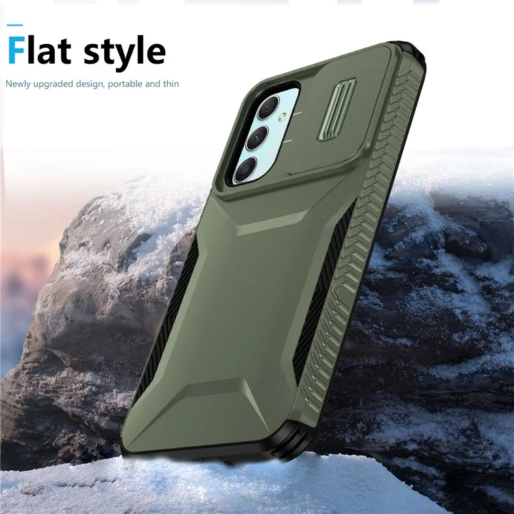 Für Samsung Galaxy A55 5G Hülle Schiebeobjektiv Cover Design TPU+PC Handyhülle - Grün