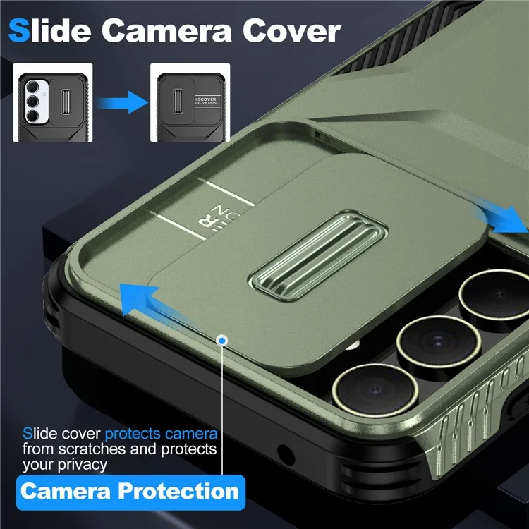 Für Samsung Galaxy A55 5G Hülle Schiebeobjektiv Cover Design TPU+PC Handyhülle - Grün